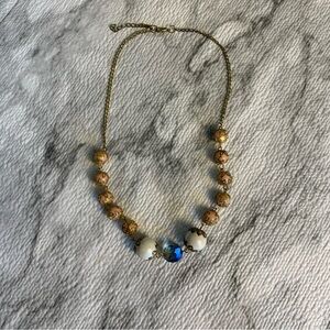 Elegant Gold and Blue Beaded Necklace